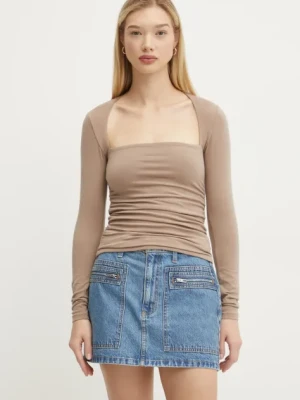 Abercrombie & Fitch longsleeve damskie kolor beżowy KI139-4893