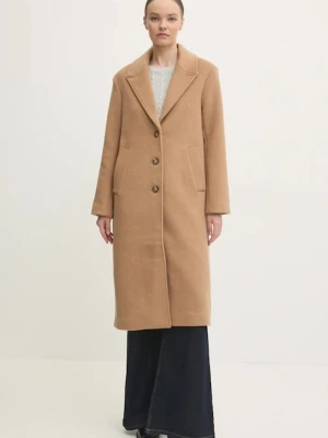 Abercrombie & Fitch płaszcz wełniany kolor beżowy przejściowy KI144-4244