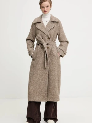 Abercrombie & Fitch płaszcz z dodatkiem wełny kolor beżowy KI144-5192-465