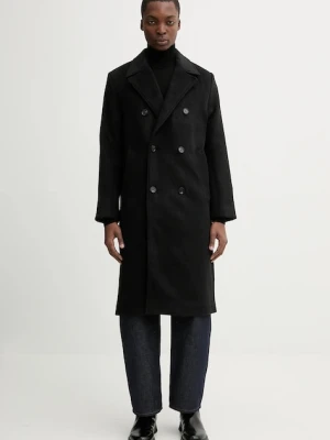 Abercrombie & Fitch płaszcz z dodatkiem wełny kolor czarny KI132-5187-900
