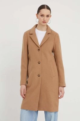 Abercrombie & Fitch płaszcz z domieszką wełny kolor brązowy przejściowy