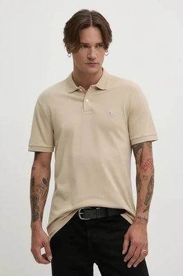 Abercrombie & Fitch polo bawełniane kolor beżowy gładki KI124-4381