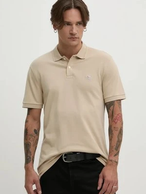 Abercrombie & Fitch polo bawełniane kolor beżowy gładki KI124-4381