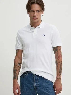 Abercrombie & Fitch polo bawełniane kolor biały gładki KI124-4386