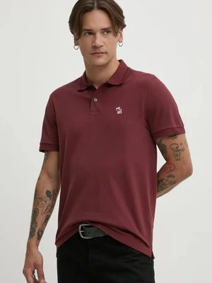 Abercrombie & Fitch polo bawełniane kolor czerwony gładki KI124-4377