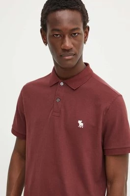 Abercrombie & Fitch polo męski kolor bordowy gładki KI124-4496