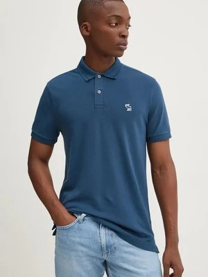 Abercrombie & Fitch polo męski kolor niebieski gładki KI124-4380