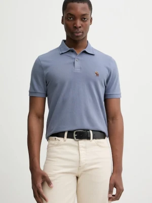 Abercrombie & Fitch polo męski kolor niebieski gładki KI124-5717-220