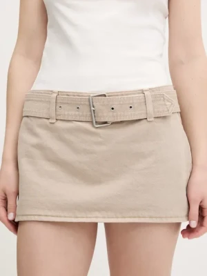 Abercrombie & Fitch spódnicospodnie jeansowe kolor beżowy mini prosta KI143-5308