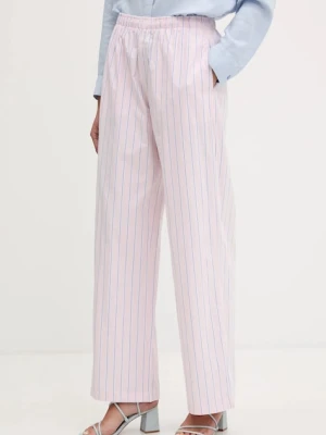 Abercrombie & Fitch spodnie bawełniane damskie kolor różowy proste high waist KI156-5288