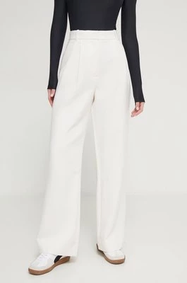 Abercrombie & Fitch spodnie damskie kolor beżowy szerokie high waist