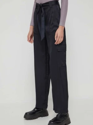 Abercrombie & Fitch spodnie damskie kolor czarny szerokie high waist