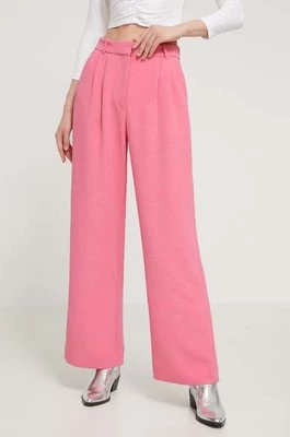 Abercrombie & Fitch spodnie damskie kolor różowy proste high waist