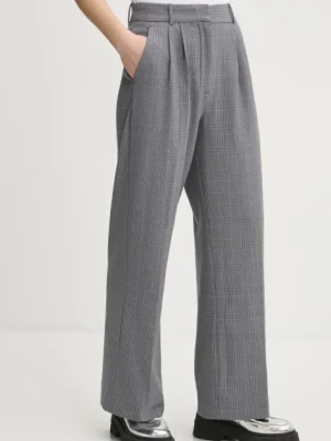 Abercrombie & Fitch spodnie damskie kolor szary proste high waist KI156-4331