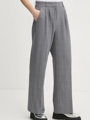 Abercrombie & Fitch spodnie damskie kolor szary proste high waist KI156-4331