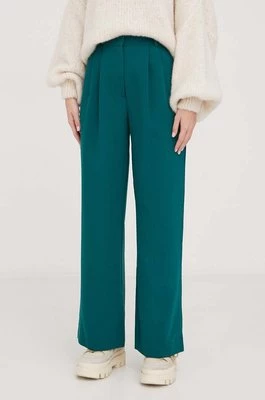 Abercrombie & Fitch spodnie damskie kolor zielony szerokie high waist