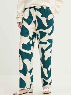 Abercrombie & Fitch spodnie lniane damskie kolor beżowy proste high waist KI156-5135
