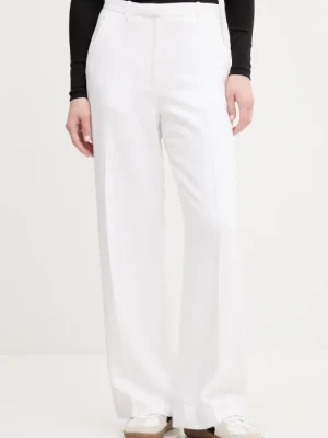 Abercrombie & Fitch spodnie lniane damskie kolor biały szerokie high waist KI156-5177