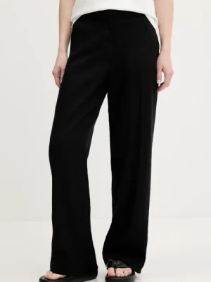 Abercrombie & Fitch spodnie lniane damskie kolor czarny szerokie high waist KI156-5178