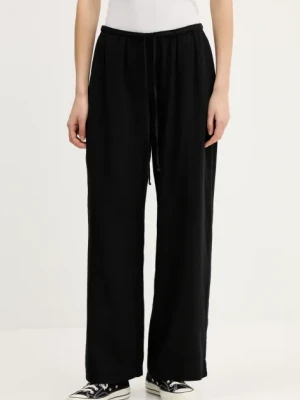 Abercrombie & Fitch spodnie lniane damskie kolor czarny szerokie high waist KI156-5199