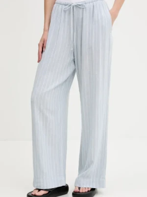 Abercrombie & Fitch spodnie lniane damskie kolor niebieski szerokie high waist KI156-5205