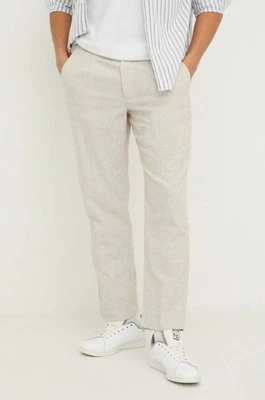 Abercrombie & Fitch spodnie z domieszką lnu kolor beżowy proste