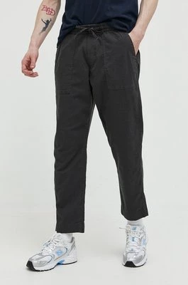 Abercrombie & Fitch spodnie z domieszką lnu kolor szary proste