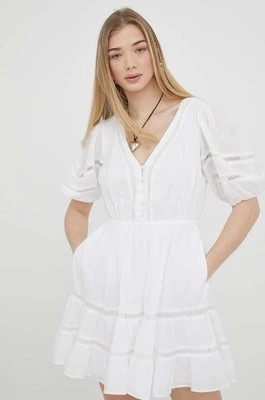 Abercrombie & Fitch sukienka bawełniana kolor biały mini rozkloszowana