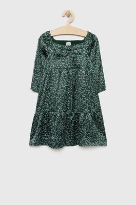 Abercrombie & Fitch sukienka dziecięca kolor zielony midi rozkloszowana