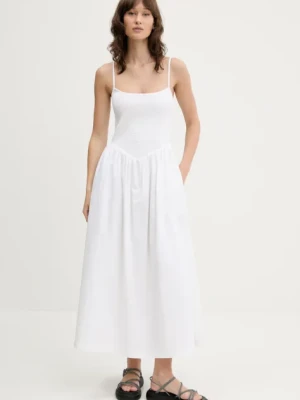 Abercrombie & Fitch sukienka kolor biały maxi rozkloszowana KI159-5842