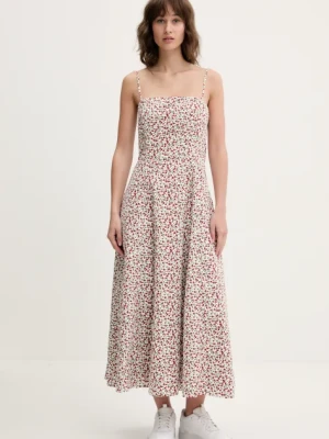 Abercrombie & Fitch sukienka kolor biały midi rozkloszowana KI159-5481