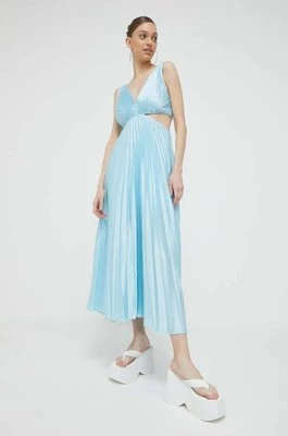 Abercrombie & Fitch sukienka kolor niebieski midi rozkloszowana
