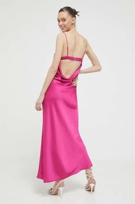 Abercrombie & Fitch sukienka kolor różowy maxi dopasowana