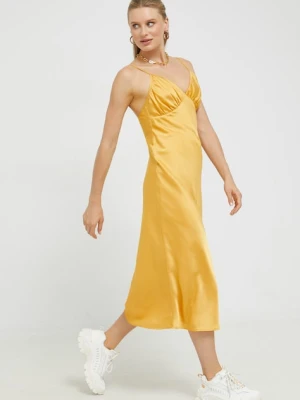 Abercrombie & Fitch sukienka kolor żółty midi prosta