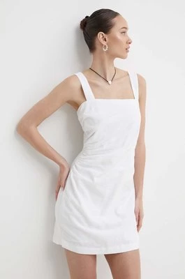 Abercrombie & Fitch sukienka lniana kolor biały mini dopasowana