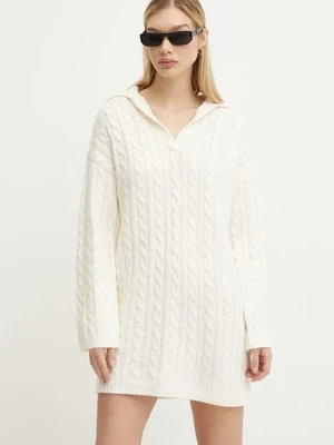 Abercrombie & Fitch sukienka z domieszką wełny kolor beżowy mini oversize KI159-5097