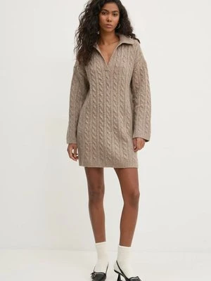 Abercrombie & Fitch sukienka z domieszką wełny kolor beżowy mini oversize KI159-5097