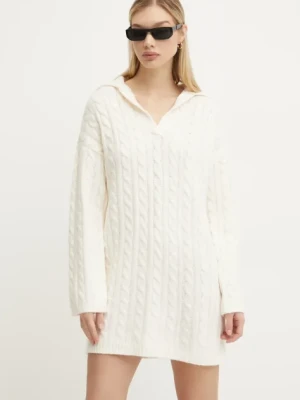 Abercrombie & Fitch sukienka z domieszką wełny kolor beżowy mini oversize KI159-5097