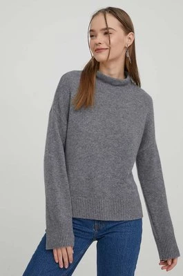 Abercrombie & Fitch sweter kaszmirowy kolor szary lekki z półgolfem