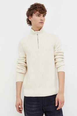 Abercrombie & Fitch sweter męski kolor beżowy z półgolfem