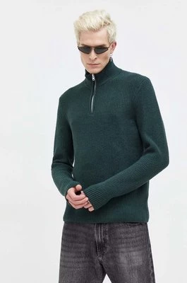 Abercrombie & Fitch sweter męski kolor zielony z półgolfem