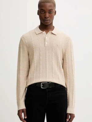 Abercrombie & Fitch sweter z dodatkiem wełny męski kolor beżowy lekki KI120-5142-150