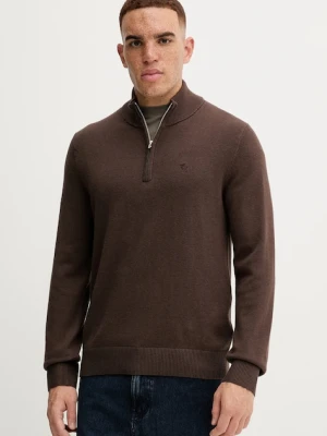 Abercrombie & Fitch sweter z dodatkiem wełny męski kolor brązowy z półgolfem KI120-5139-400