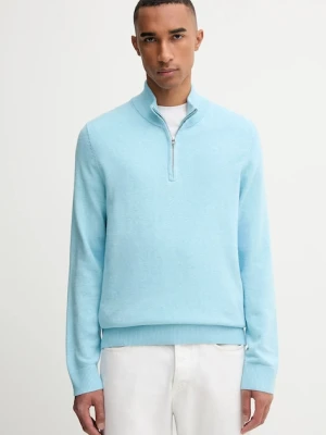 Abercrombie & Fitch sweter z dodatkiem wełny męski kolor niebieski lekki z półgolfem KI120-5139-210