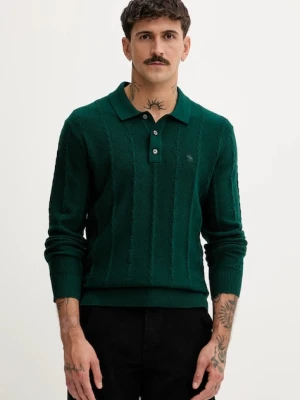 Abercrombie & Fitch sweter z dodatkiem wełny męski kolor zielony lekki KI120-5142-300
