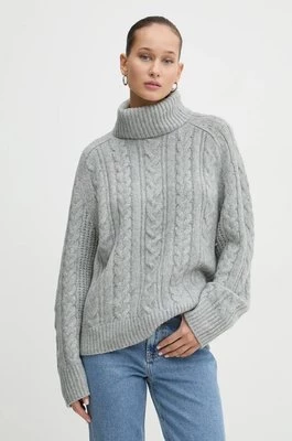 Abercrombie & Fitch sweter z domieszką wełny damski kolor szary ciepły z golfem KI150-4307