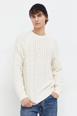 Abercrombie & Fitch sweter z domieszką wełny męski kolor beżowy