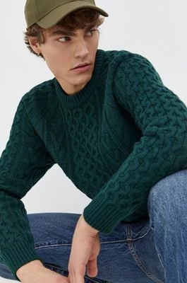 Abercrombie & Fitch sweter z domieszką wełny męski kolor zielony