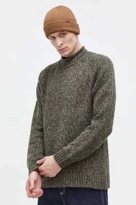 Abercrombie & Fitch sweter z domieszką wełny męski kolor zielony z półgolfem