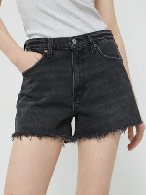Abercrombie & Fitch szorty damskie kolor czarny gładkie high waist